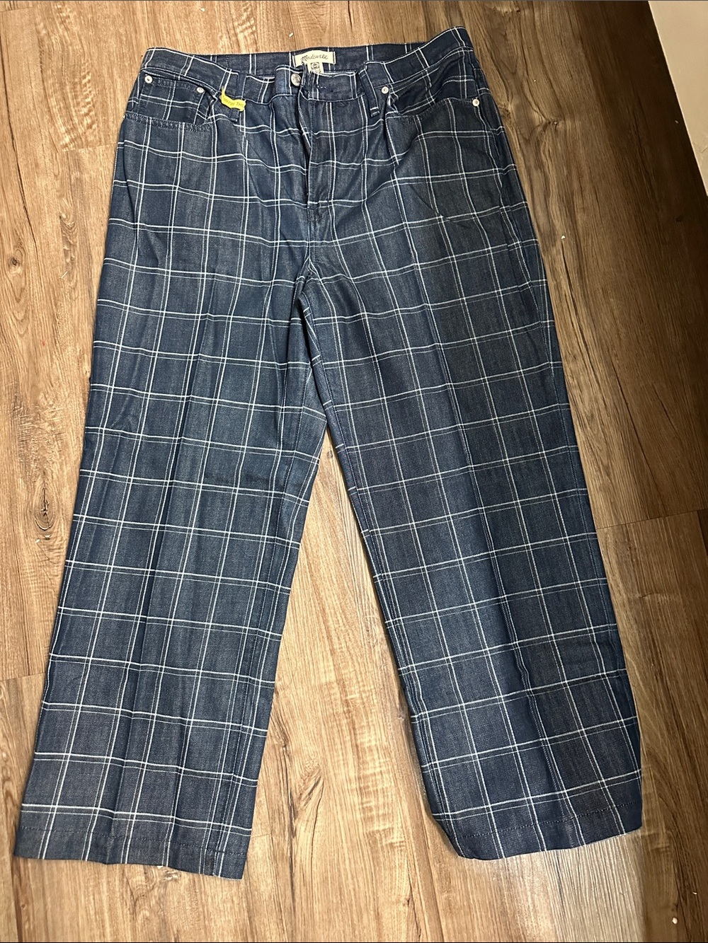 Madewell Navy Windowpane Plaid Chinos
